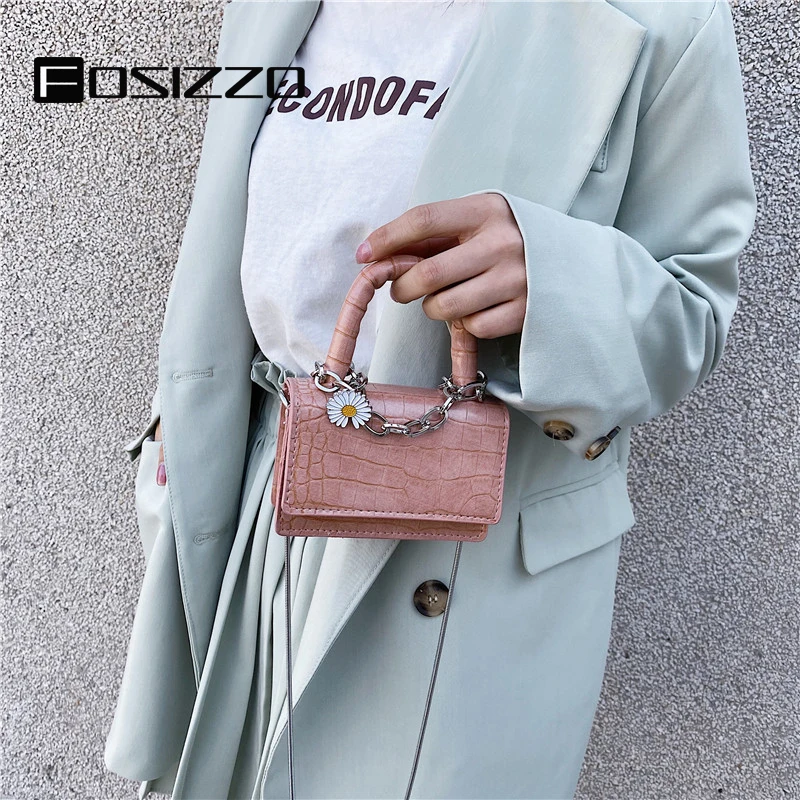 

FOSIZZO Mini Bag PU Leather Female Crocodile Pattern Bags For Women 2020 Small Shoulder Bags Chain Strap Sac Femme FS5020