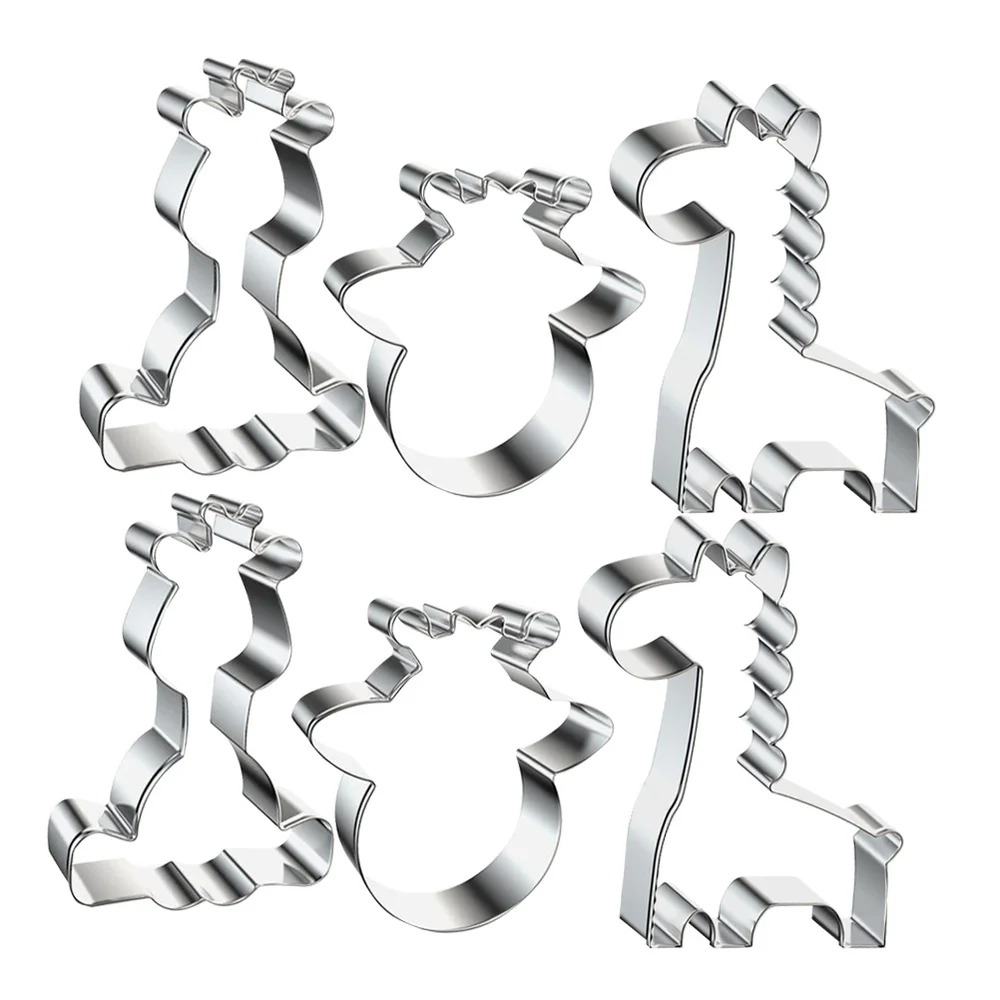 6pcs Cookie Cutters Stainless Steel Giraffe Shape Biscuit Frame Cookie Molds Baking Molds for Bakery Home