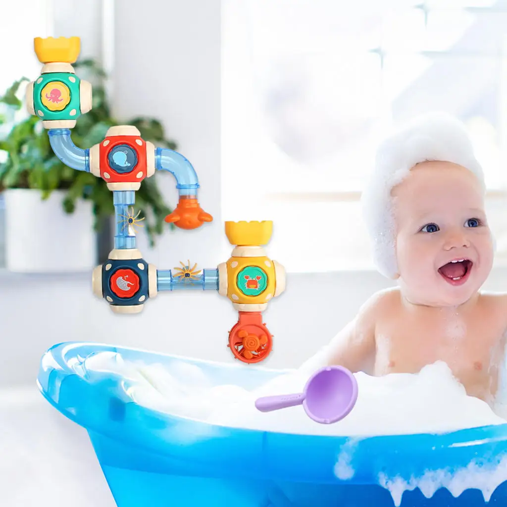 Lovely Baby Bath Toys DIY Pipes Tubes Baby Bathing Toys Shower Water