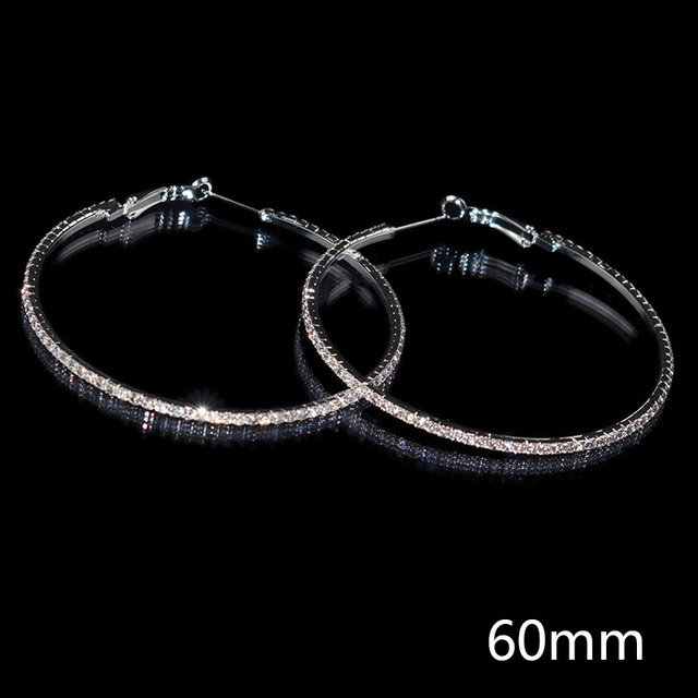 Fashion Oversize Circle Hoop Earrings for Women Girl New Geometric Crystal Round Earring Brincos Party Jewelry Gift