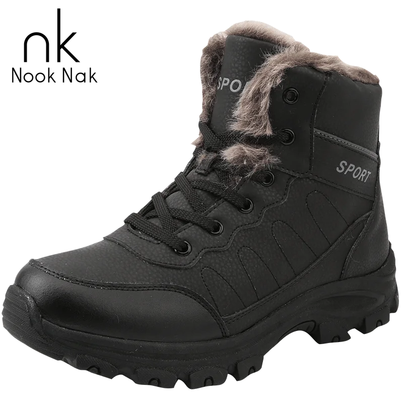 

Nooknak 2020 Keep Warm Breathable Men Winter Shoes Slip-resistant Warm Fur Plush Snow Boots PU Upper Rubber Sole
