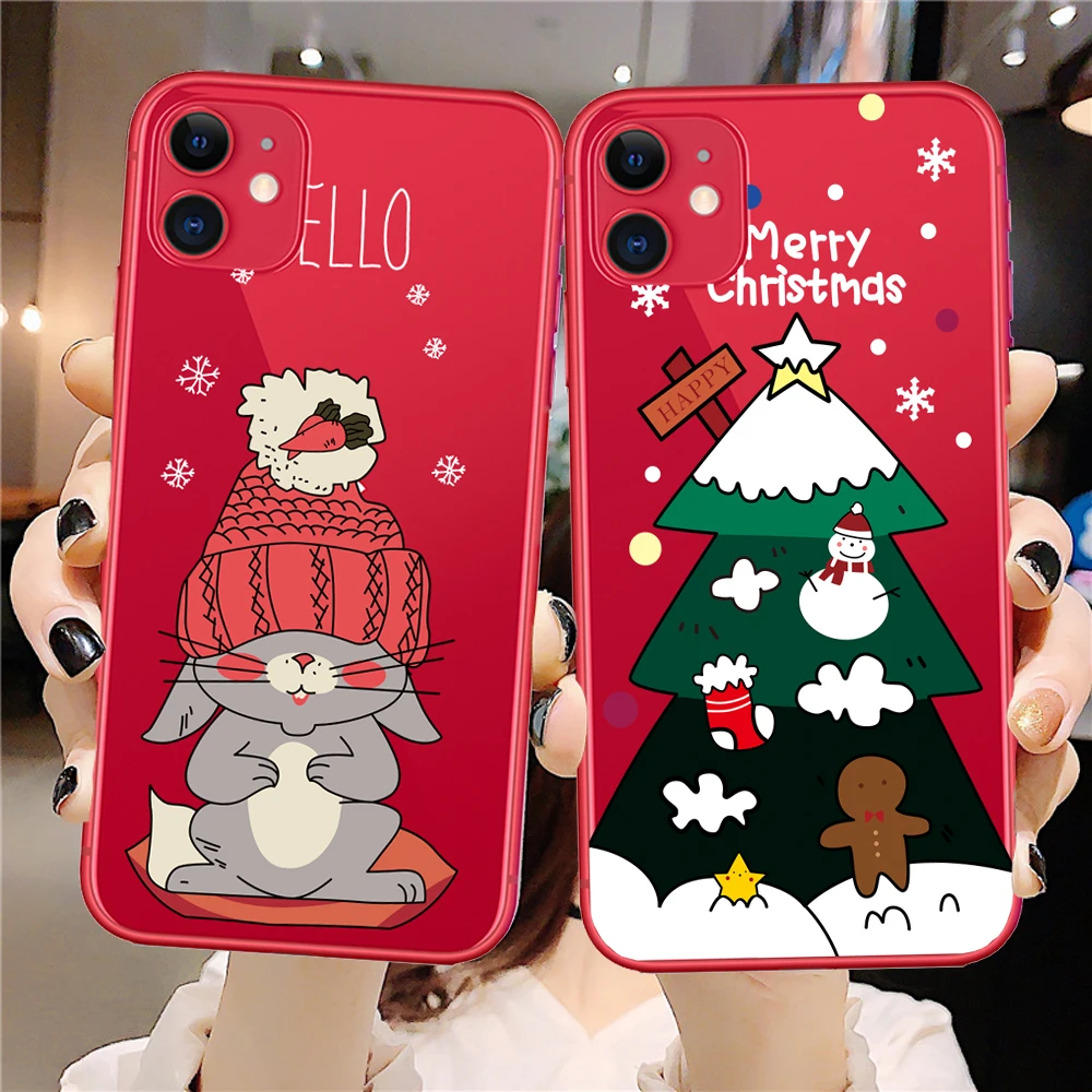 Clear Soft TPU Cover Case For iPhone 7 8 Plus XS Max XR Cases iPhone 11 Pro SE 2020 12 Mini Shell New Year Christmas Gift