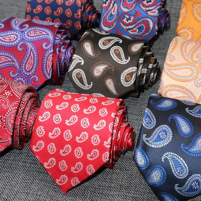 

8CM Ties For Men Necktie Silk paisley gravata corbatas Floral Formal Mens Ties Cravate Homme Groom Tie Wedding Party Business