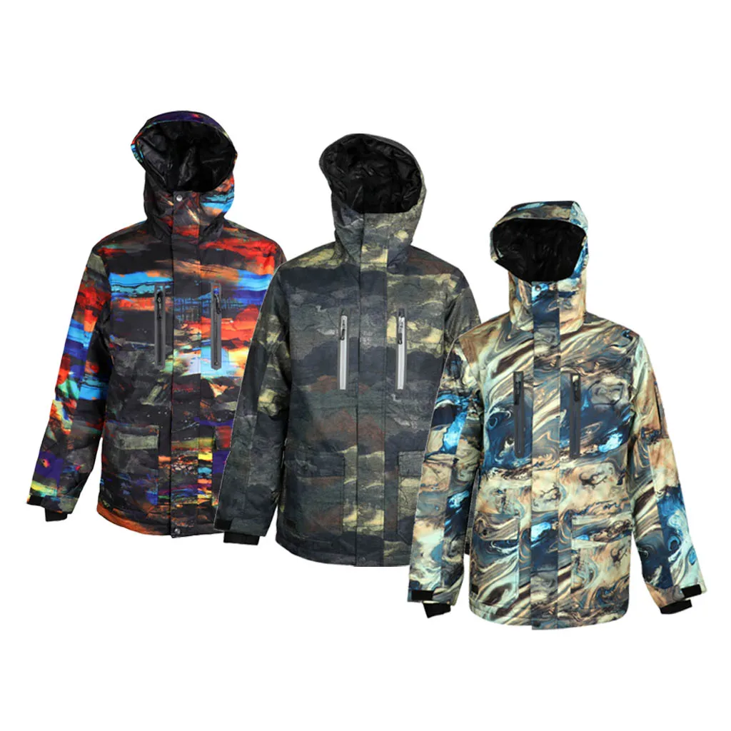 Men's Mountain Waterproof Ski Jacket Windproof Rain Coat Thermal Skisuit Snowsuit Camouflage