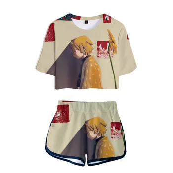 

Demon Slayer Kimetsu No Yaiba 3D Print Sexy 2 Piece Set Women Conjunto Feminino Women Crop Top and Shorts Set Two Piece Outfits
