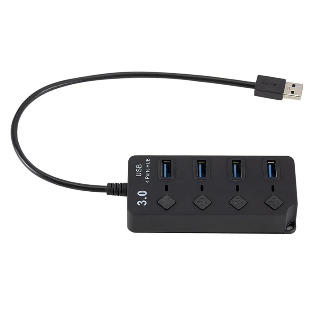 usb-хаб 3,0 высокоскоростной 4 порта USB 3,0 концентратор разветвитель вкл/выкл с ЕС/США адаптер питания для портативных ПК плюс 19DEC16