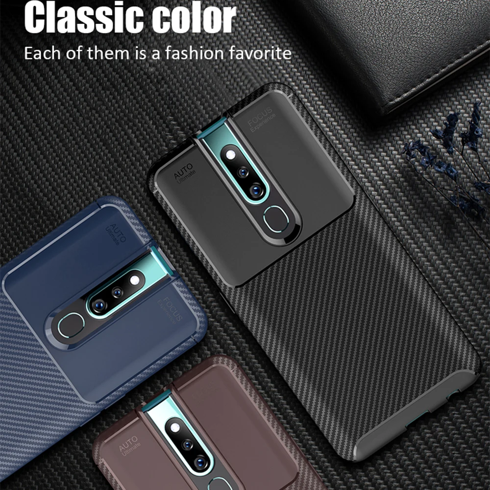 

UFlaxe Phone Case For OPPO F9 Pro F7 Youth F11 Pro Soft Casing Carbon Fiber Geometry Texture Ultra-thin Shockproof Cover
