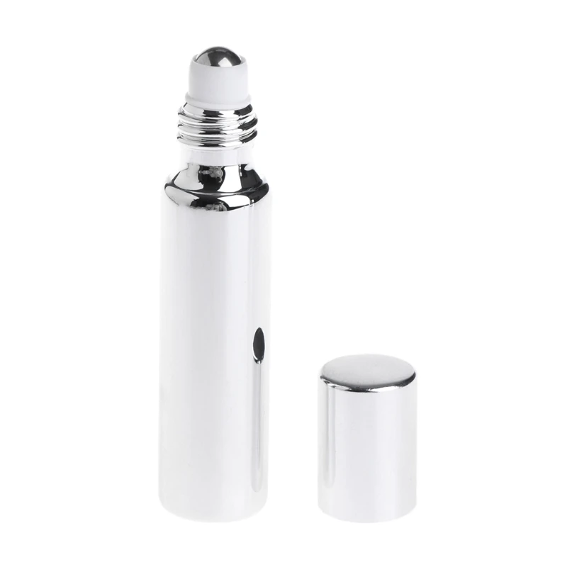 Sliver 10ml 5 мл/10 мл мини стеклянная бутылка пустые эфирные масла духи роликовый шар многоразового использования - Цвет: Sliver 10ml