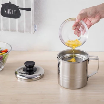 

1.2L Stainless Steel Oil Strainer Pot Container Jug Storage Can with filter Cooking Oil Pot For Kitchen Household Tools