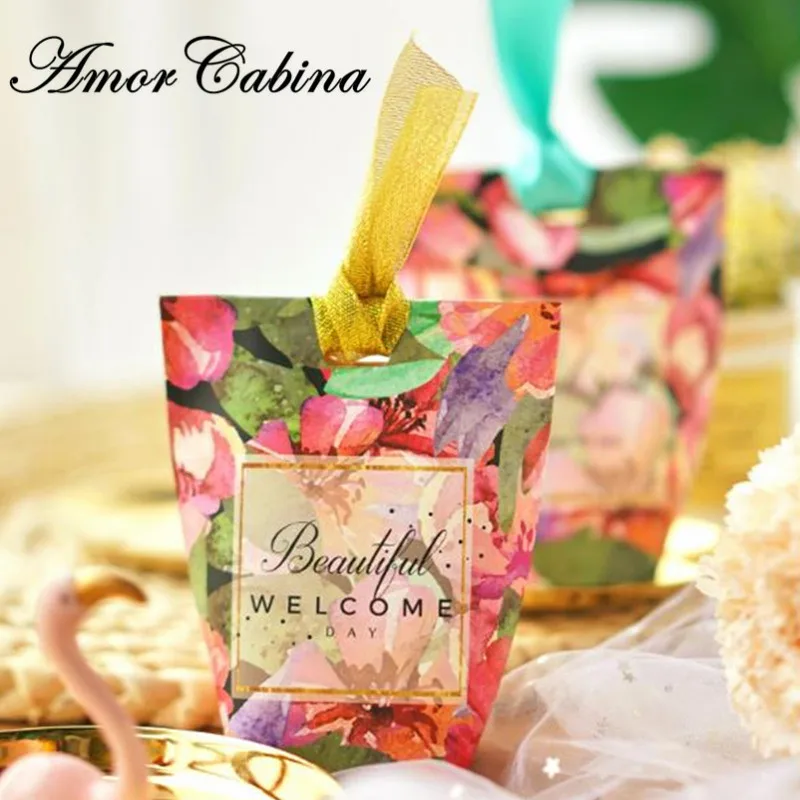 

100pcs European wedding like ''thank you'' flower candy box baby shower welcome party thank you small gift box sachet return