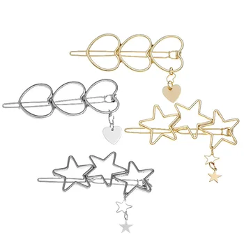 

4pcs Star Heart Shaped Hair Clip Fashion Headdress Delicate Barrettes Bobby Pin Hair Pin Hair Side Clip for Daily Use Banquet