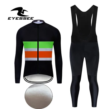 

EYESSEE Winter Thermal Fleece Cycling Clothing Professional Men's Bike Clothes Wear MTB Bicycle Jersey Set W/-19