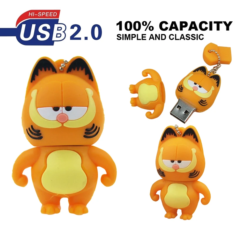 Классический флеш накопитель Garfield USB 2 0 практичный usb диск 64 ГБ 32 Usb флешка 128 Мб