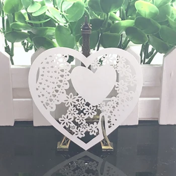 

50pcs Heart Laser Cut Wine Glass Paper Card Name Cup Table Mark Place Cards Baby Shower DIY Paper Wedding Decor Party Supplies