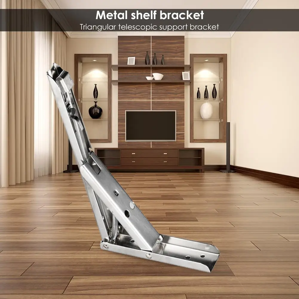 

2pcs Stainless Steel Organizer Bracket Shelf Holder Triangular Wall Storage Rack Punch Mounting Method Product Weight 402g