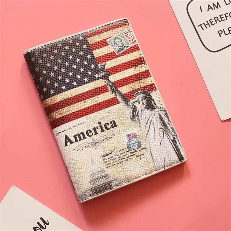 США Франция Флаг Великобритании чехол заграничного паспорта держатель из искусственной кожи с отделением для паспорта, с отделением для кредитных держатель для карт воздуха держатель билета Прямая - Цвет: USA