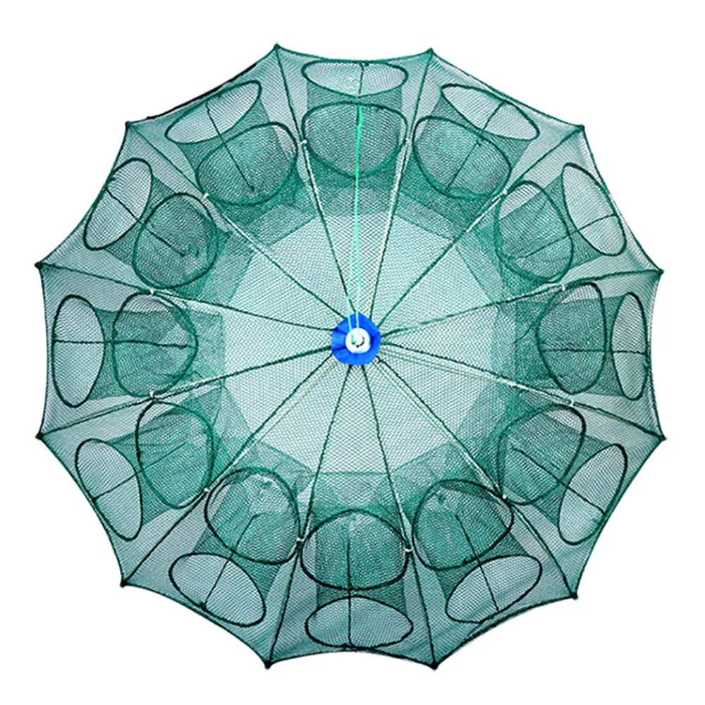 Fishing Traps Fishing Net 4-20 Holes Automatic Fishing Net Shrimp Cage Nylon Foldable Crab Fish Trap Cast Nets Cast Folding Fishing Network