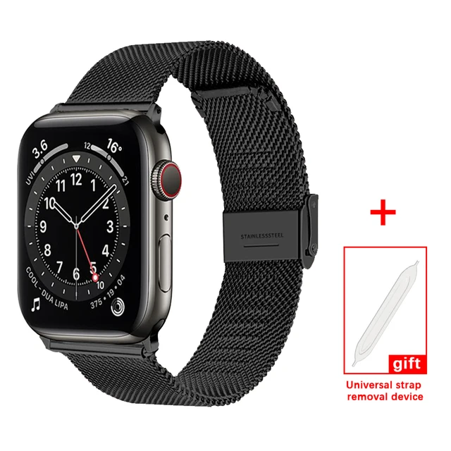 Milanese Loop for Apple Watch Band 7 6 SE 5 4 44mm 42mm Stainless Steel Bracelet Metal Wrist Strap of iWatch Series 2 3 38mm 40m Black