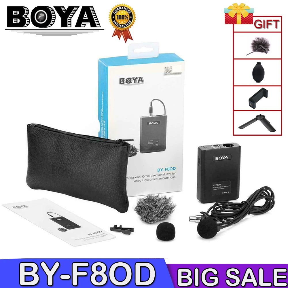 BOYA BY-F8OD Профессиональный XLR Lavalier микрофон для инструментов для вокальной акустической гитары театральной музыки для съемок фильмов