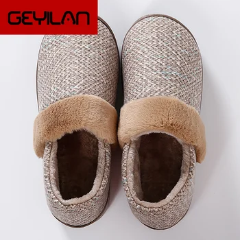 

Women's Shoes Winter TPR Shallow Cotton Fabric Warm Fur Slippers For Girls Walking Short Plush Indoor Slippers Woman Hot Sale