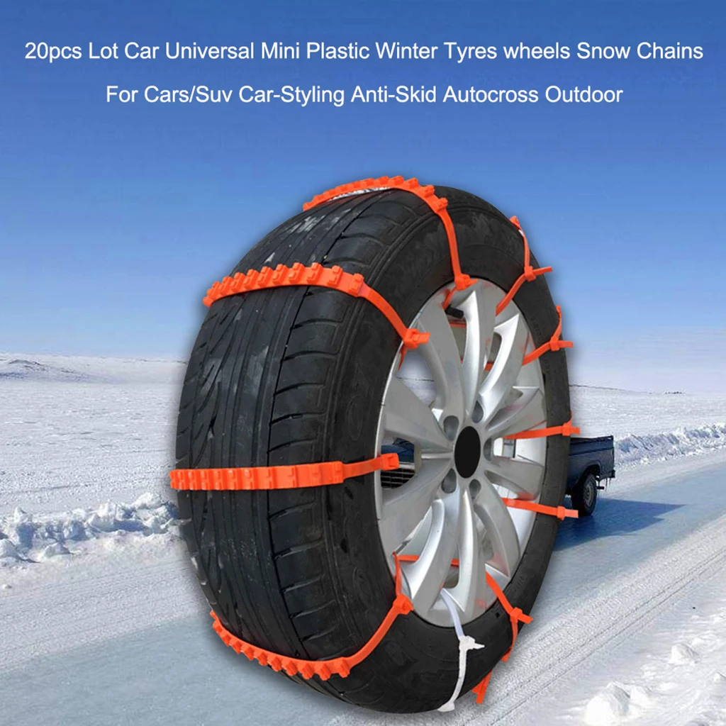 Car Snow Chains, Anti-slip Tire Cable Tire Chain for Most Cars, Pickups, and SUVs - Set of 30Pcs, Orange