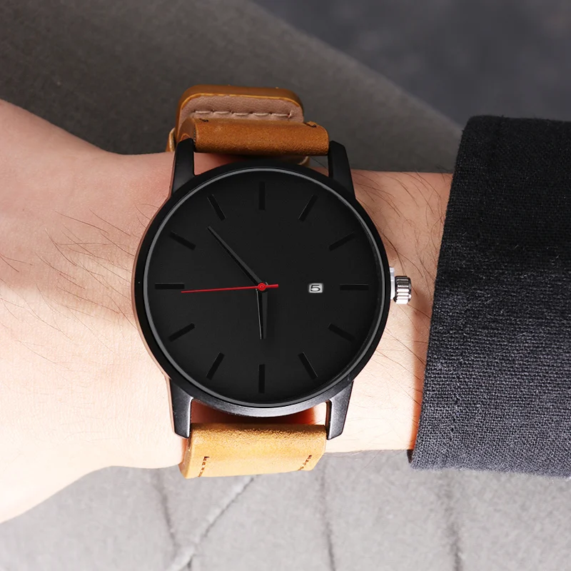 Мужские спортивные часы модные кожаные мужские с календарем reloj hombre relogio masculino montre