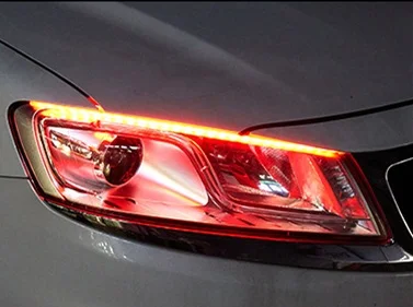 Ультратонкая Автомобильная DRL светодиодный дневные ходовые огни 2 шт. белая желтая Поворотная сигнальная направляющая лента для сборки фар автомобильные аксессуары - Цвет: Красный