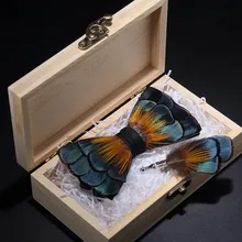 Ricnais модная изысканная ручная работа оригинальная перьевая брошь для галстука-бабочки, набор зеленого жениха, Свадебный роскошный галстук-бабочка с коробкой, аксессуары