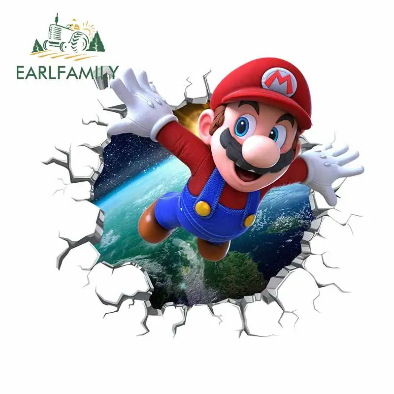 

EARLFAMILY 13cm x 11.4cm for Super Mario Graffiti Stickers Laptop Bumper Decoration Motorcycle Refrigerator Car Decals