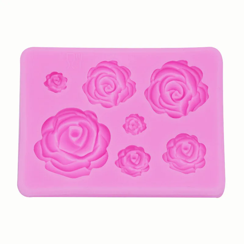 DIY silicone rose flower handmade soap chocolate fondant baking mold large medium and small 7 even 3D cake decoration mold