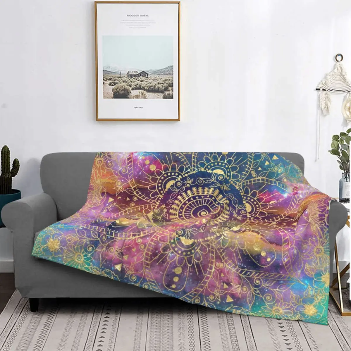 

Nebula Mandala Blanket Bohemian Boho Hippie Geometric Plush Thick Soft Flannel Fleece Throw Blankets For Sofa BedSheet Quilt