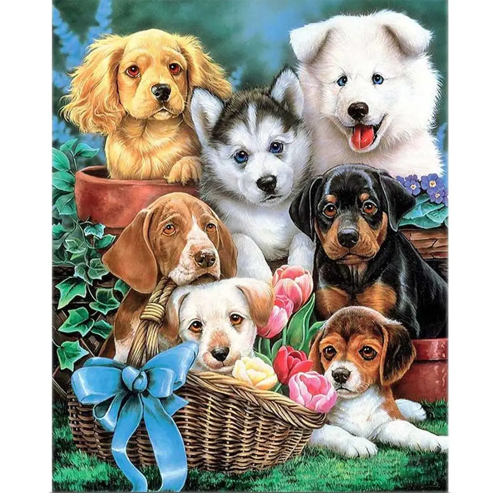 Large 5D Diamond Painting Kits for Adults Kids Canvas Size Full Drill Embroidery Dotz Kit Home Wall Art Decor by Dog Buddy | Дом и сад