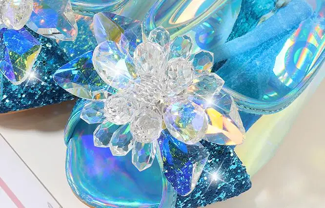 Girls Party Shoes Princess Sandals Leather Glitter Crystals Rhinestones Knot Kids Shoes Elsa Sandals Children Christmas gift