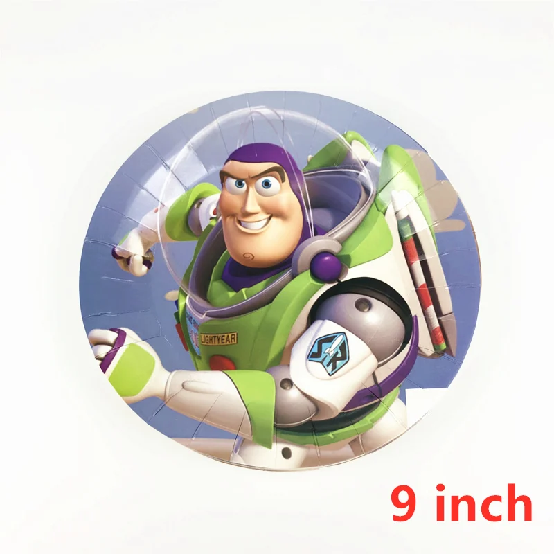 9 inch-6pcs 6 шт. История игрушек мультфильма тема детский день рождения, день рождение мальчика декоративная бумага для вечеринок тарелка 7 дюймов печать круглые тарелки принадлежности для праздника - Цвет: 9 inch-6pcs