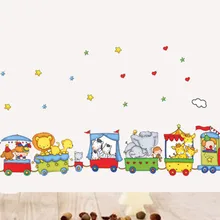Напрямую от производителя DM57-0019 мультфильм животных маленькие наклейки на стену поезд детская комната для школьного Кабинета, детского сада Backgroun