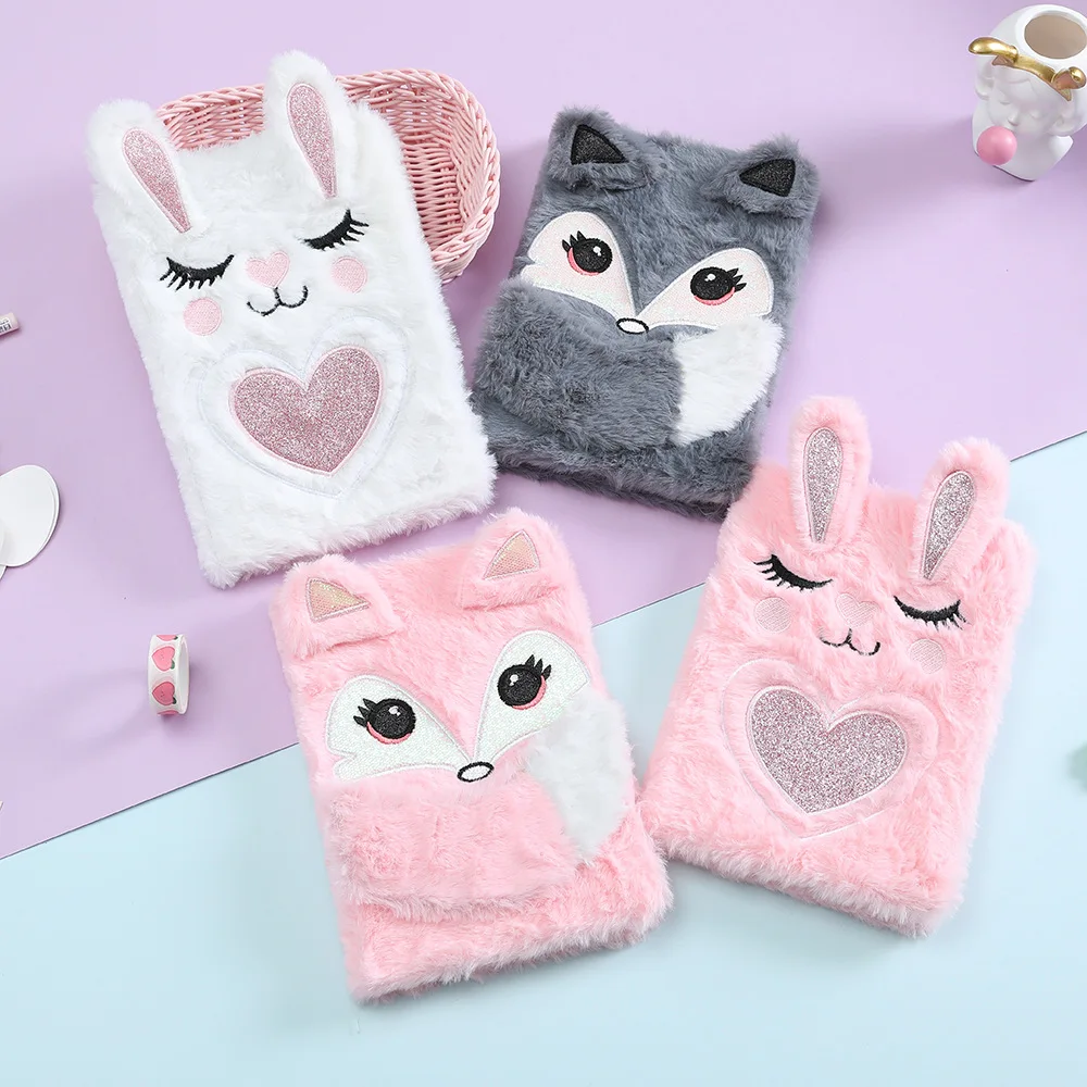 

A5 Cute Rabbit Notebook Kawaii Fox Diary Journal Agenda Line Planner Organizer Plush Notepad Travel Portable Diary Card Holder