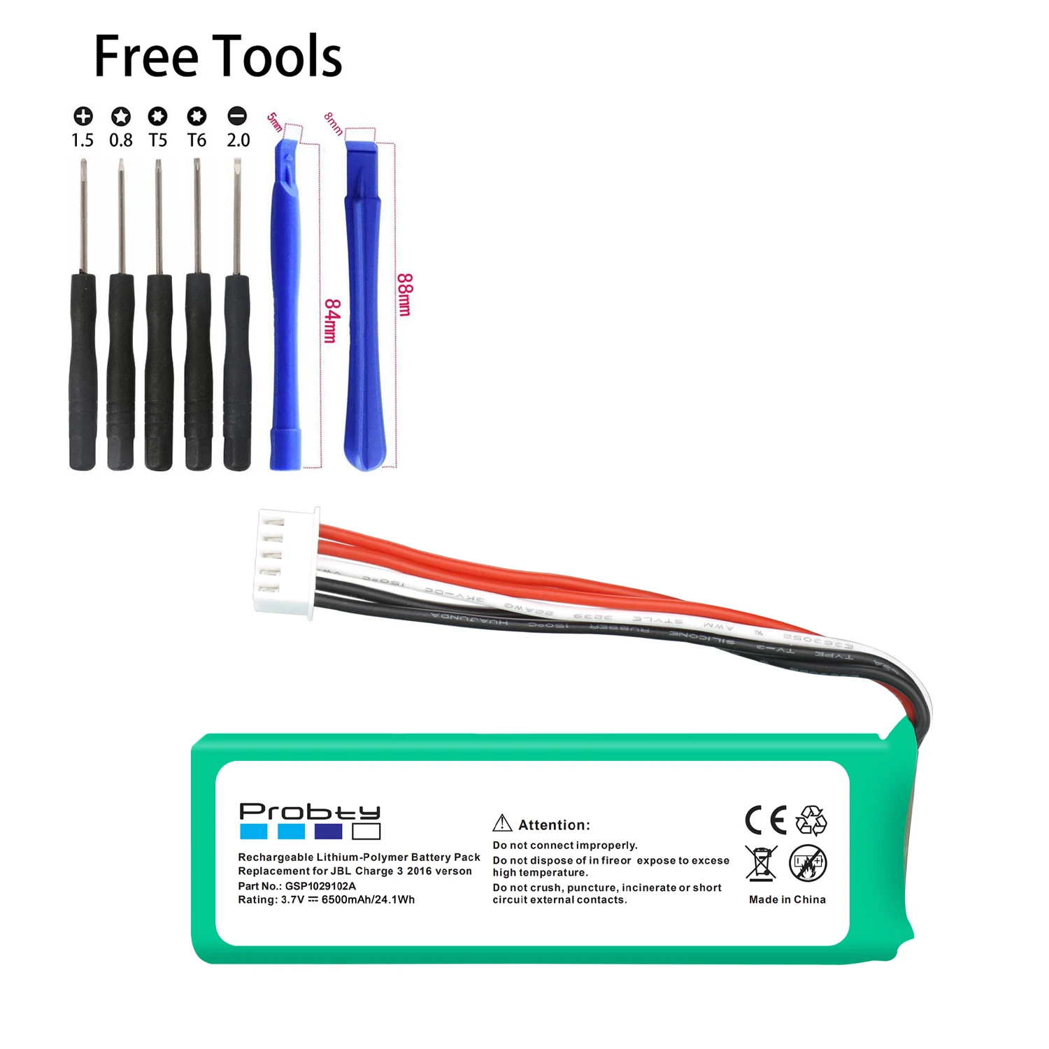 For JBL Charge 3 Charge3 6500mAh Battery GSP1029102A + Teardown tool rechargeable battery