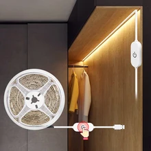 0,5 м-3 м сенсорный светильник для шкафа для кухонного шкафа шкаф лестницы 5 в USB светодиодный бесступенчатый переключатель с регулируемой яркостью прикроватный светильник