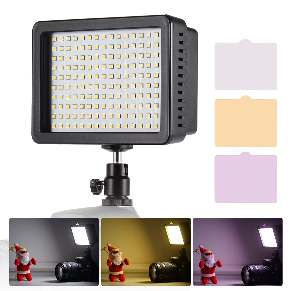 Andoer 160LED 5600K светильник для фотосъемки с яркой лампой для камеры 3 фильтра для видео для Canon Nikon Pentax sony Olympus DSLR камеры