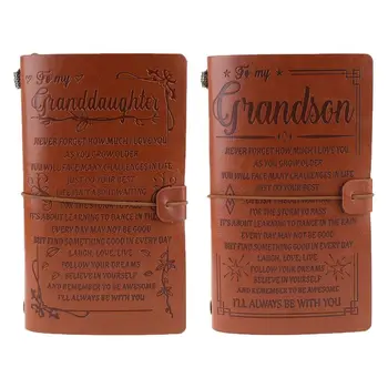 

Vintage Engraved Faux Leather Journal Notebook Diary to Grandson Granddaughter