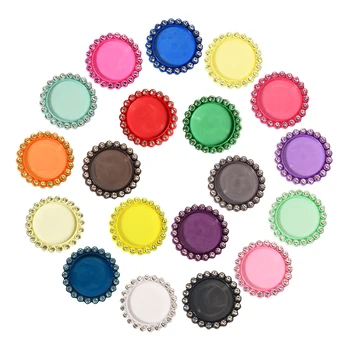 

inside 25mm 1 inch 20PCS/Lot flatback single row bottle cap plastic setting crystal rhinestone button for DIY craft BTN-5654