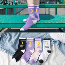 INS/яркие носки с изображением Луны в Корейском стиле в стиле Харадзюку с забавными буквами; носки в стиле хип-хоп для скейтборда; спортивные носки; хипстерские летние носки