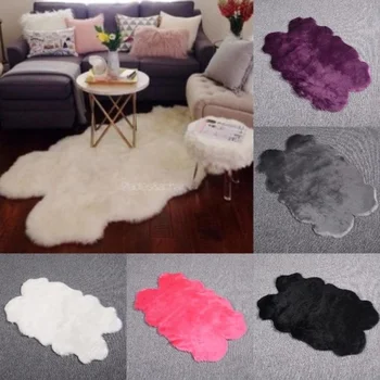 

Fur Wool Carpets Runner Rugs for Runner Floor Pure Chairs Bed Table Living Room Home Decoration Soft Washable Shiny Sheepskin