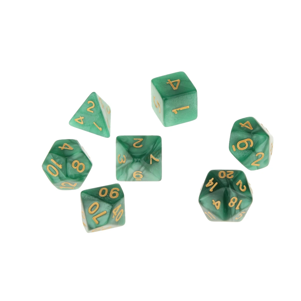 Green 16mm DND MTG 7 шт многогранные Акриловые Игральные Кости Подземелья и Драконы D4-D20 настольная игра - Цвет: Green 16mm DND MTG