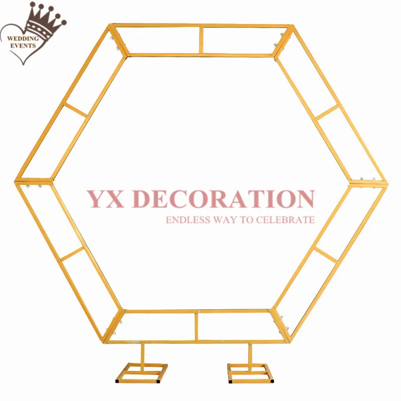 

Nice Looking Hexagon Wedding Arch Props Stand Backdrop Stent Single Arch Flower Outdoor Lawn Rack Wedding Event Decoration