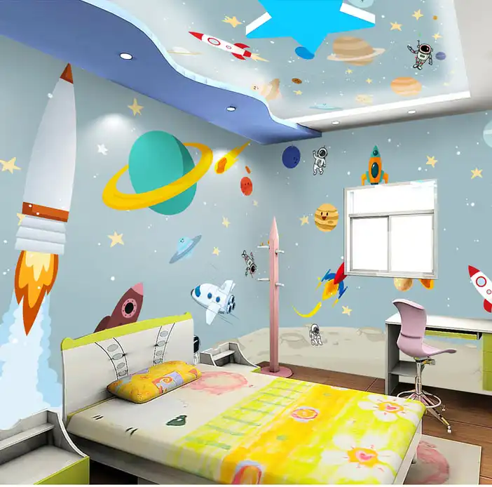 Mural 3D personalizado papel tapiz para niños Sistema Solar planetas