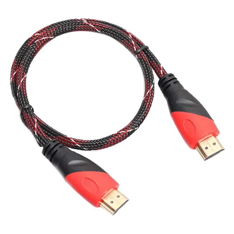 gold-plated hdmi cable HD video cable audio cable hdmi cable dual-color mode red and black network 0.5m