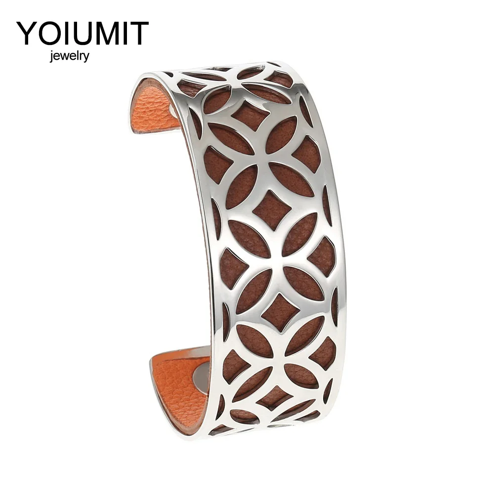 Billige Cremo DIY Edelstahl Armband Band Arm Manschette Armbänder   Armreifen Für Frauen Schmuck Yoiumit Austauschbar Leder pulseiras