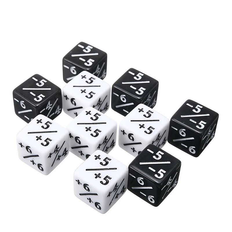 10pcs/set Black White Counters Dice For Magic The Gathering Interesting