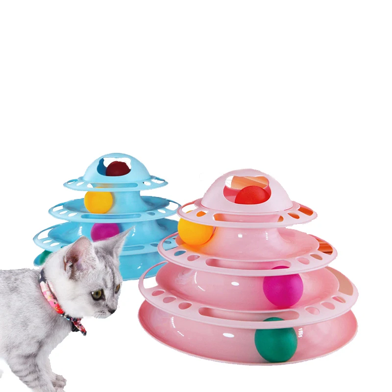 Cat Toy Carousel Four-Layer Fun Detachable Three Colors Available Built-In Ball Can Be Played with Other Toys Plastic Material | Дом и сад